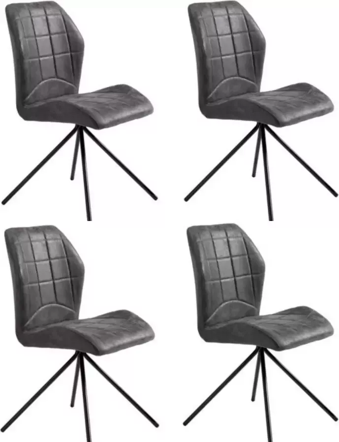 Fineliving Eetkamerstoel Petrus in grijs eco-leder (set van 4 stuks)