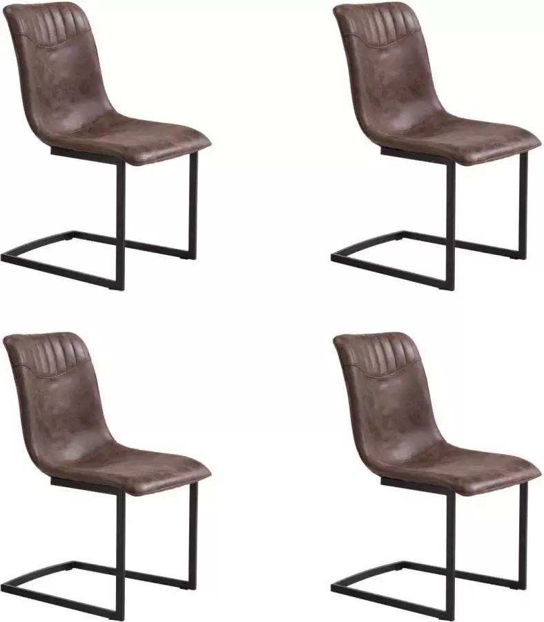 Fineliving Eetkamerstoel Prince in bruine stof (set van 4 stuks)