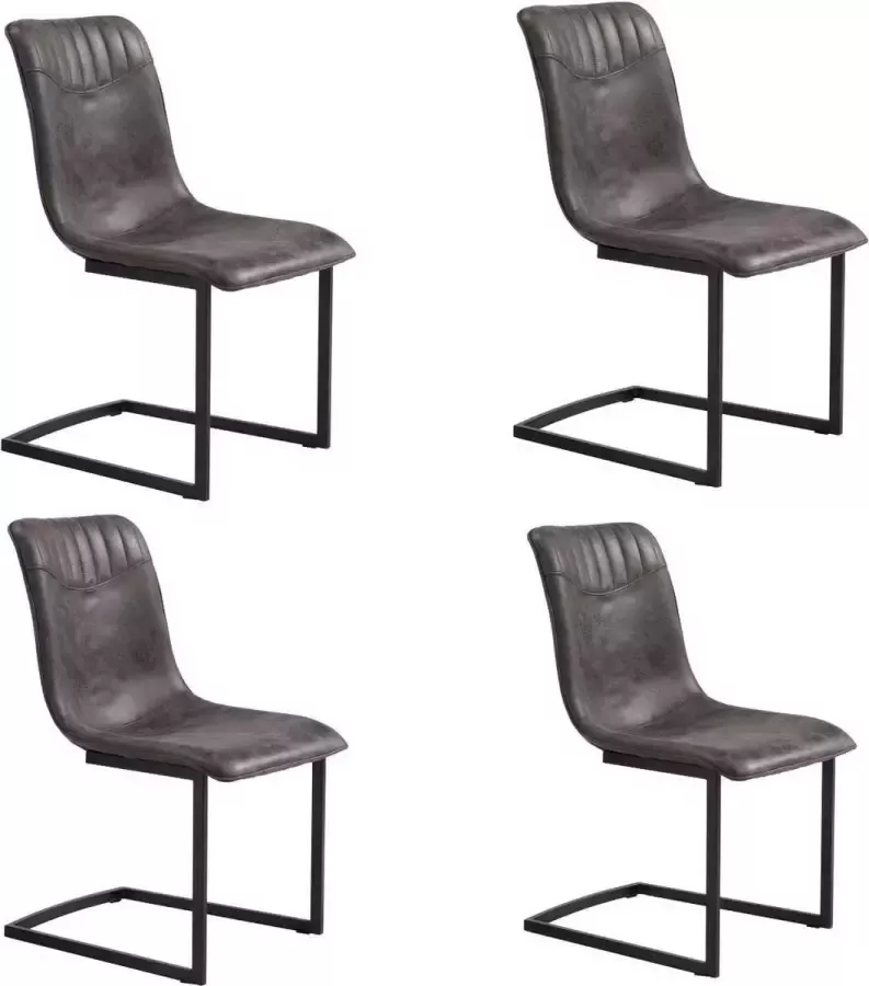 Fineliving Eetkamerstoel Prince in grijze stof (set van 4 stuks)
