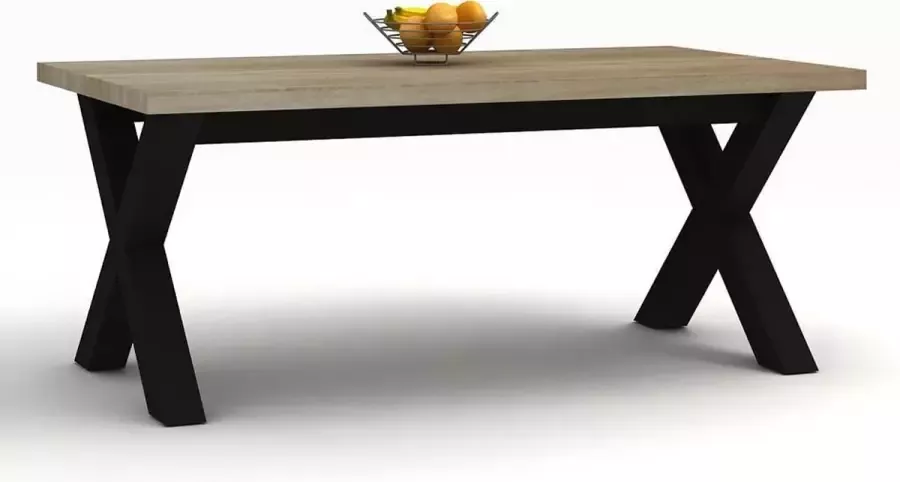 Fineliving Eetkamertafel Wales 220cm met metalen kruispoot in sonoma grey