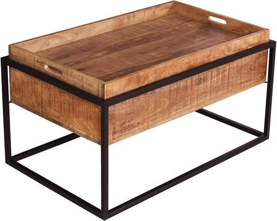 Fineliving salontafel SURAT in mangohout met dienblad 100 cm