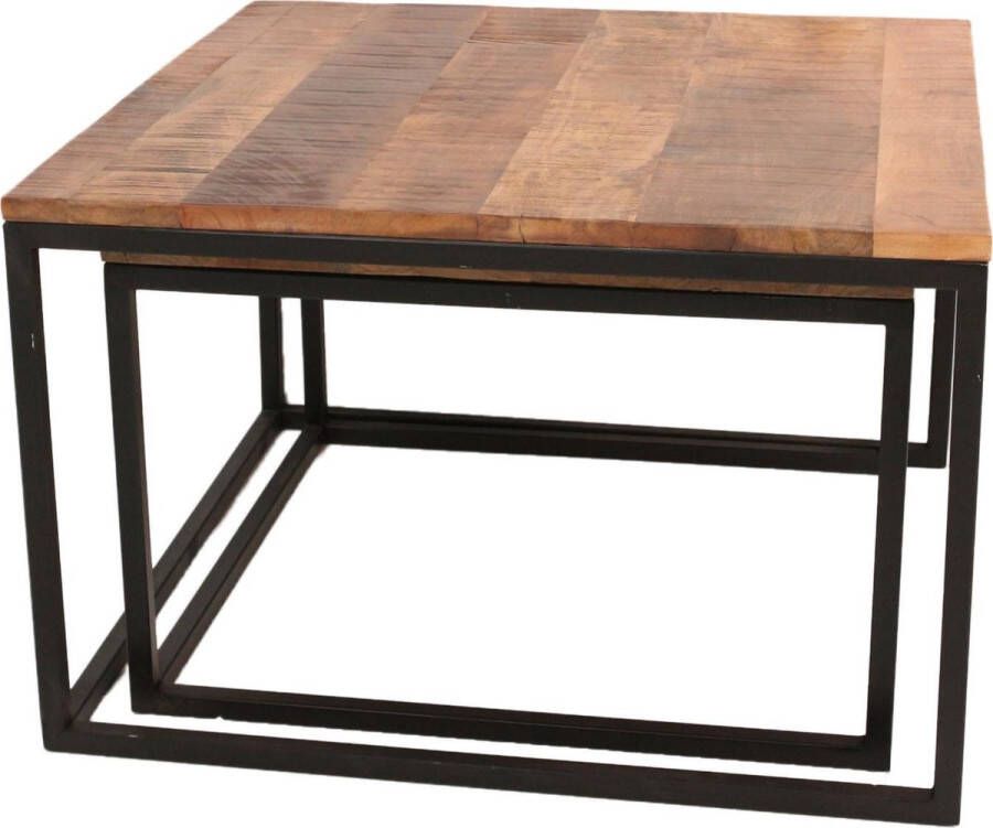 Fineliving Set van twee bijzettafels in mangohout DISPUR