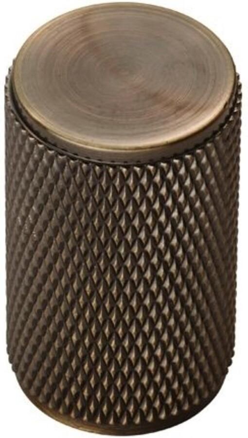 Fingertip Designs Kastknop Knurled 30 mm – Stoere Grip in Compacte Vorm Antiek Messing