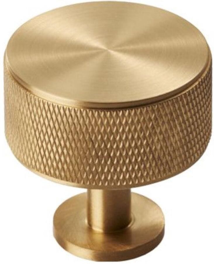 Fingertip Designs Kastknop Knurled – Ronde knop met structuur voor een krachtige uitstraling Satijn Messing