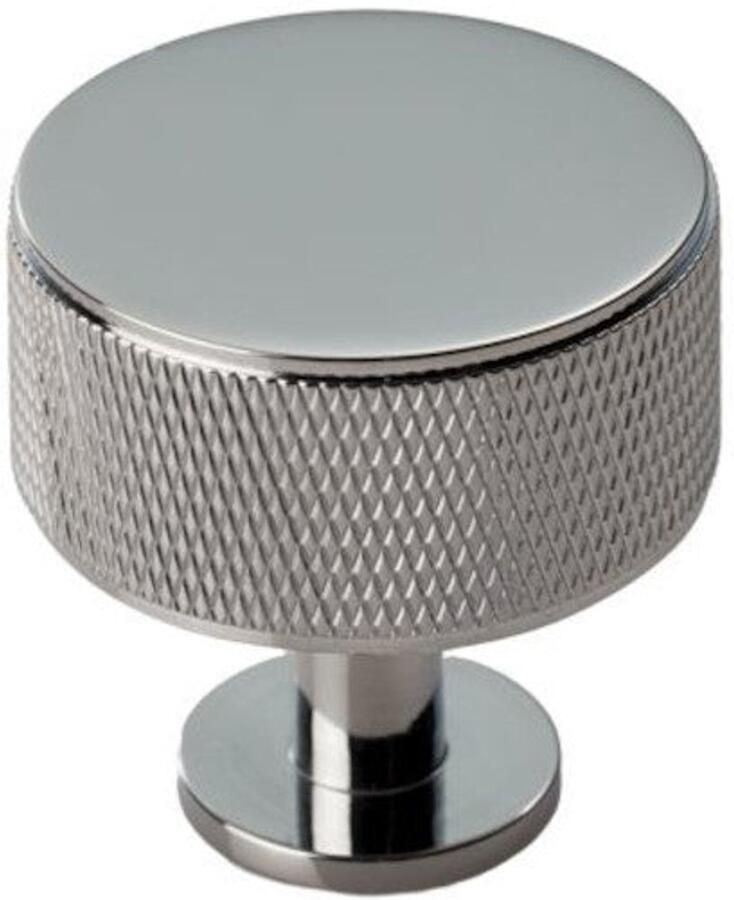 Fingertip Designs Kastknop Knurled – Ronde knop met structuur voor een krachtige uitstraling Gepolijst Chroom