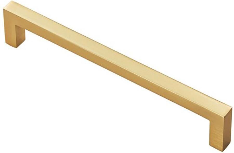 Fingertip Designs Meubelgreep Block – moderne metalen handgreep in strak design Satijn Messing 160mm