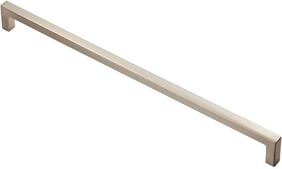 Fingertip Designs Meubelgreep Block – moderne metalen handgreep in strak design Satijn Nikkel 320mm