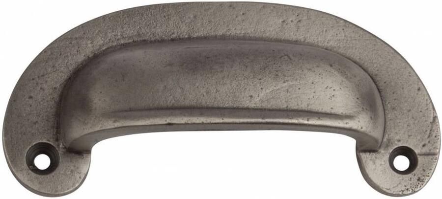Fingertip Designs Ovale gietijzeren komgreep 104 mm – pewter (tin-effect)