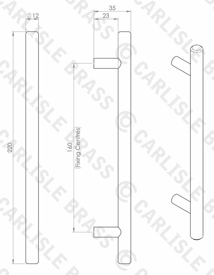 Fingertip Designs Stalen T-Bar Kastgreep – Minimalistisch en Modern Zwart 128 mm