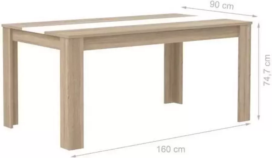 FINLANDEK Eettafel ELÄMÄ van 6 tot 8 personen eigentijdse houten spaanplaat met eiken en mat witte afwerking B 160 x B 90 cm - Foto 1