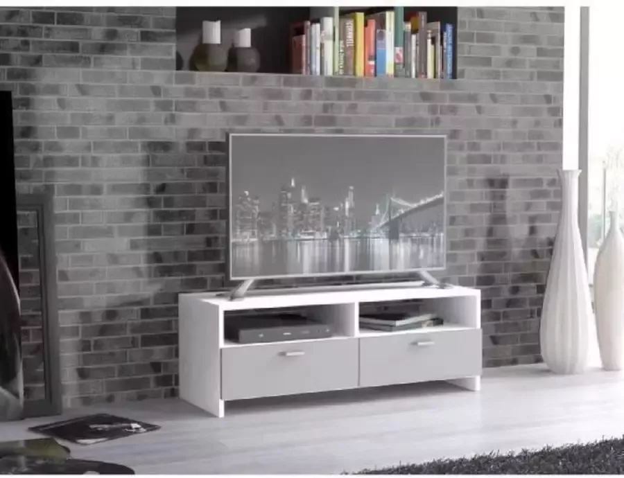 Merkloos PILVI TV-meubel Wit en matgrijs Eigentijds L 95 x D 36 x H 34 5 cm