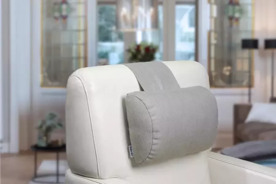 Finlandic hoofdkussen F01 wasbaar canvas beige voor relax fauteuil- luxe nekkussen met contragewicht voor sta op stoel- comfortabele stoffen hoofdsteun- in hoogte verstelbaar voor binnen en buiten