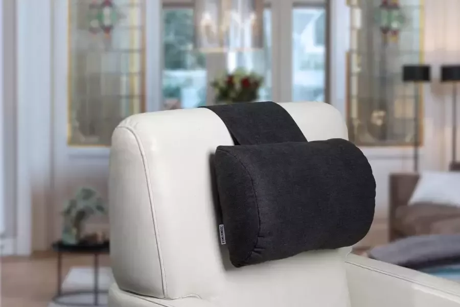 Finlandic Nekkussen F01 donkergrijs- Binnenkussen met traagschuim vulling- Staopstoel fauteuil- waterafstotend- Kussen relaxstoel- ergonomisch met contragewicht voor sta op stoel- comfortabele stoffen neksteun- hoofdsteun in hoogte verstelbaar