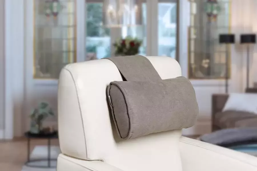 Finlandic Nekkussen F05 taupe Binnenkussen met traagschuim vulling- Staopstoel fauteuil- waterafstotend- Kussen relaxstoel- ergonomisch met contragewicht voor sta op stoel- comfortabele stoffen neksteun- hoofdsteun in hoogte verstelbaar