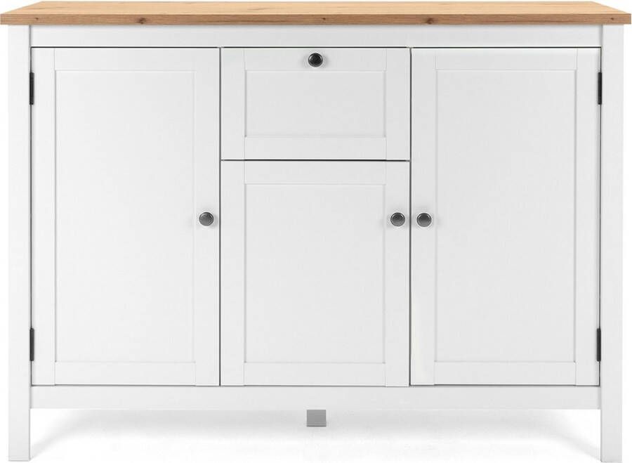 Finori Buffet 3 portes 1 tiroir L120 cm Décor Blanc Bergen