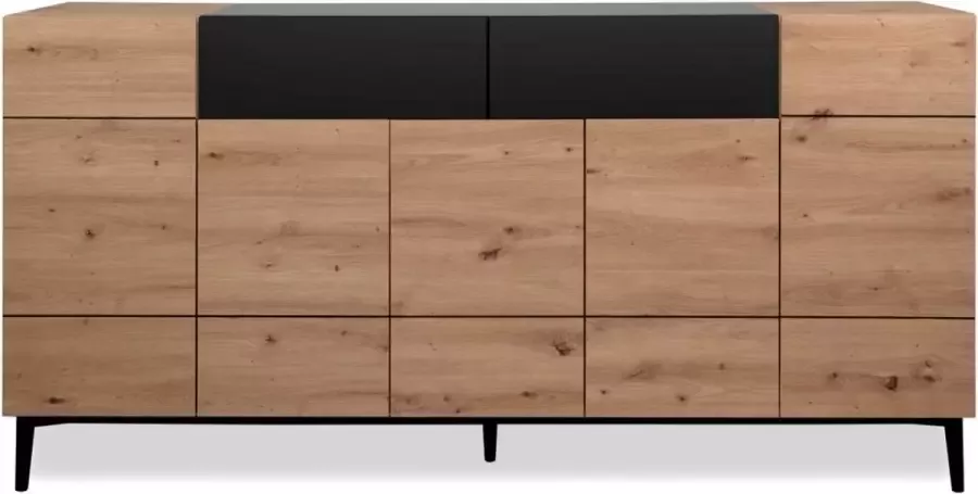 CaliCosy Dressoir Ted 180cm 5 deuren & 2 lades Eik zwart - Foto 2