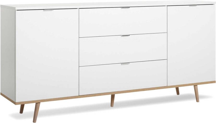 Merkloos GÖTEBORG Laag dressoir Scandinavische stijl Eiken en wit decor L 180 cm - Foto 2