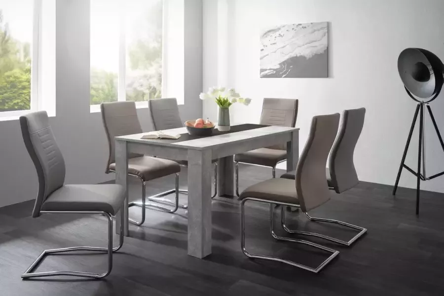 Finori EMOB Eettafel Niklas 138x80cm betonlook Kantoortafels Grijs Spaanplaat Kantoortafels Op voorraad