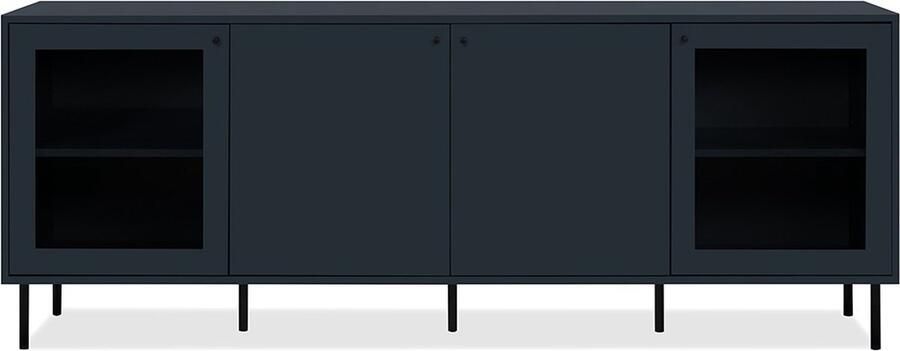 Merkloos CARACAS TV-meubel 2 deuren + 2 glazen deuren Marineblauw decor L180 x H68 x D40 cm