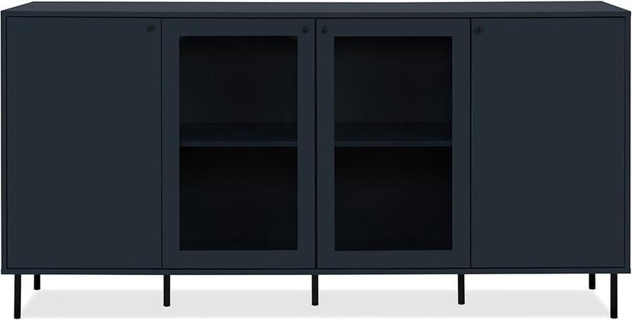 Merkloos CARACAS eetkamerdressoir Marineblauw decor 2 glazen deuren + 2 deuren L180 x H90 x D40 cm