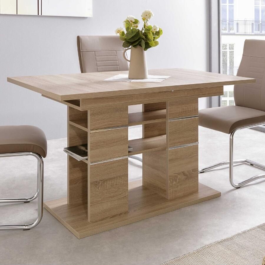 Finori EMOB Uitschuifbare eettafel Pixel 120 160 Eettafels outlet Bruin Spaanplaat Eettafels outlet Op voorraad