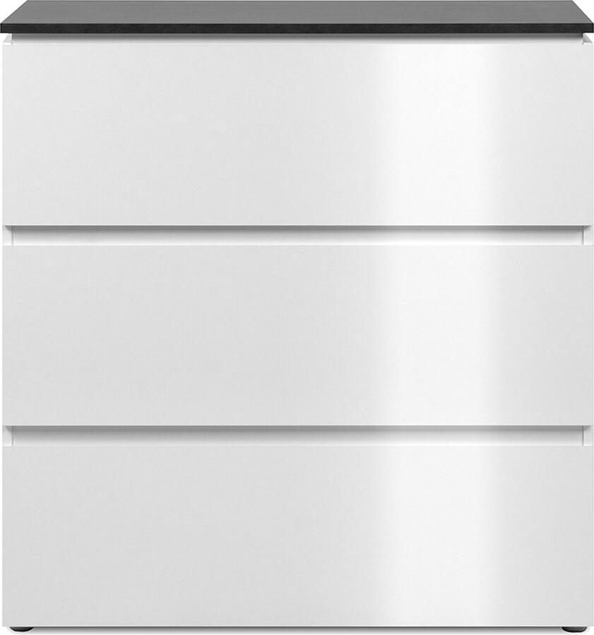 Finori Ladekast Bresse 89x40x92cm 3 lades hoogglans wit antraciet