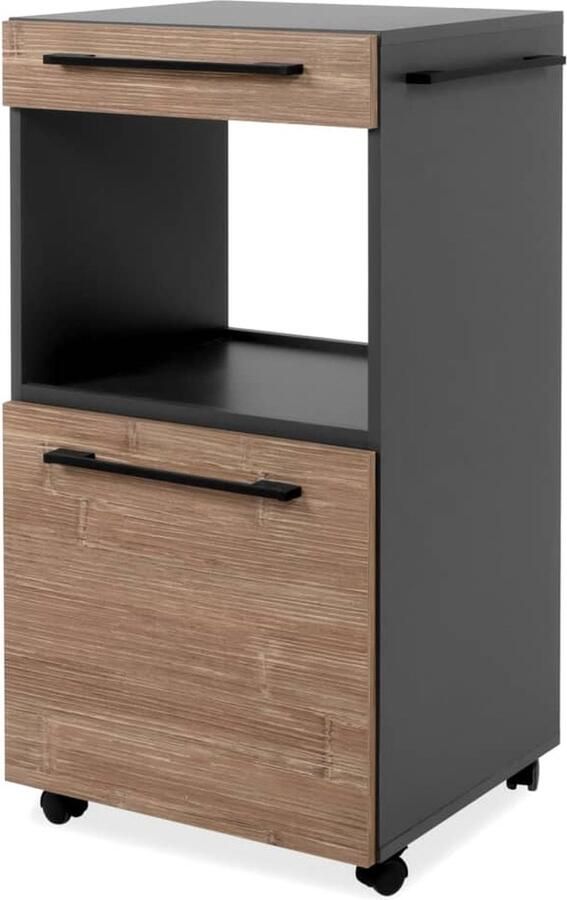 Finori -Opbergkast-met-wieltjes-Palma-35A-antracietgrijs-en-bamboe - Foto 2