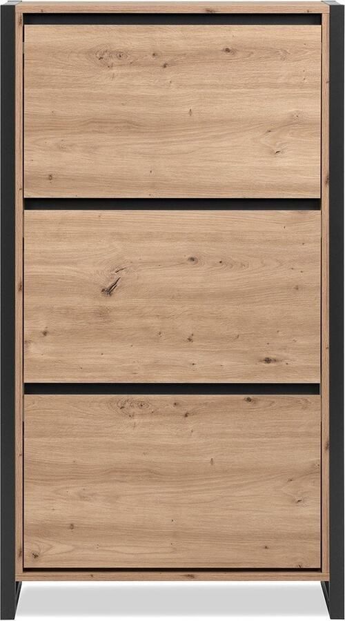 Finori Schoenenkast Damon 70x25x125cm 3 deuren eikdecor