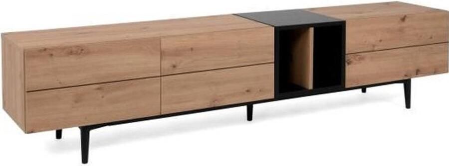 Cstore Tv-meubel met 3 kleppen Eiken en zwart decor L 195 x D 37 x H 48 cm NOLA - Foto 2