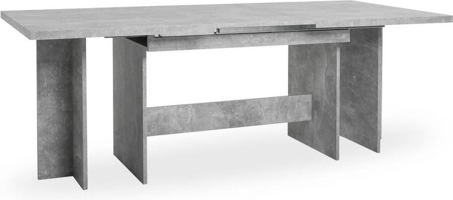 Merkloos Uitschuifbare eettafel voor 8 tot 12 personen Klassiek Structuurbetoneffect ANCONA L 160 310 x B 90 cm - Foto 3