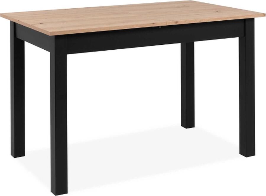 Merkloos Coburg uitschuifbare tafel Artisanaal eiken en zwart decor verlengstuk van 40 cm L120 160 x H76 5 x D70 cm