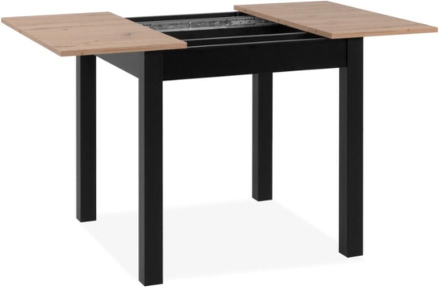 Merkloos COBURG uitschuifbare eettafel Artisanaal eiken en zwart decor Verlengstuk 40 cm 4-6 personen
