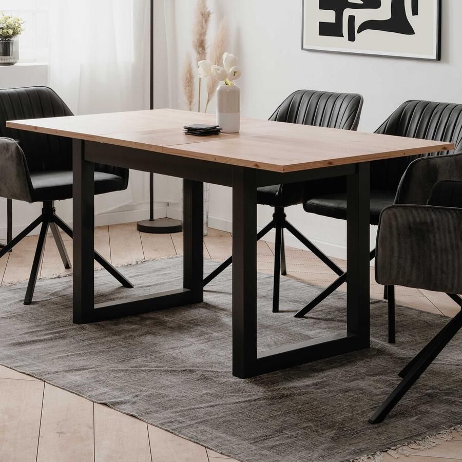 Denver 80B uitschuifbare tafel 120-160 x 75 x 80 cm Artisan eiken antraciet decor 1 verlengstuk van 40 cm inbegrepen 8 personen - Foto 3