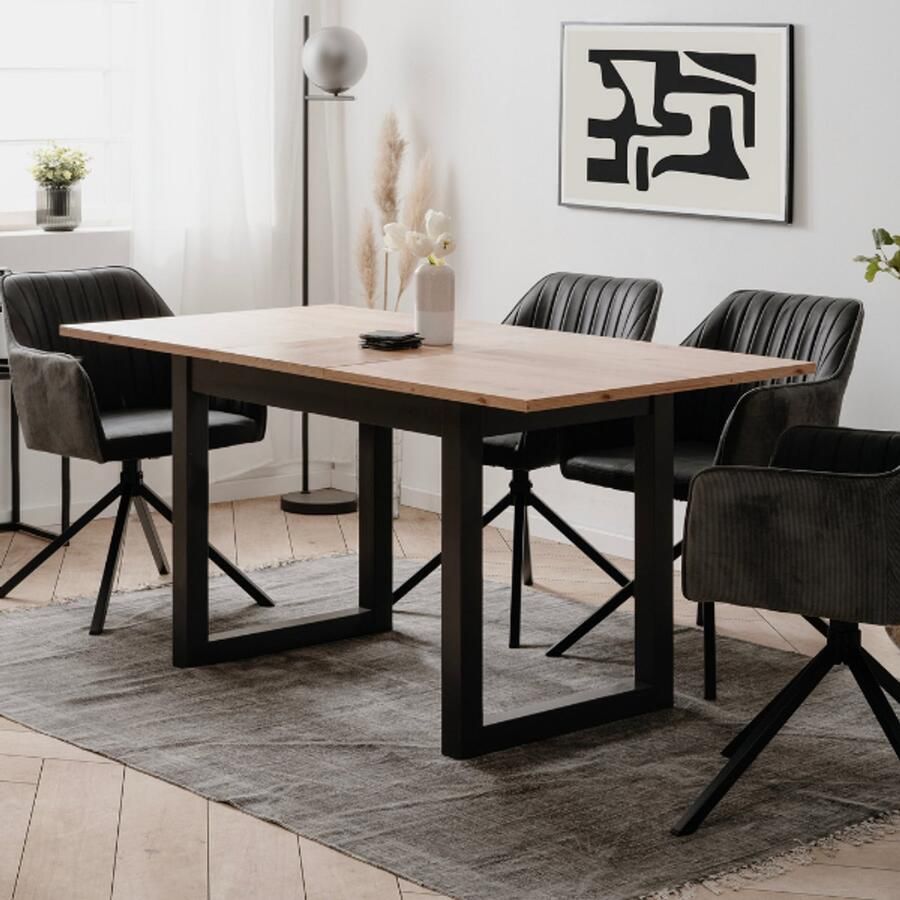Denver 80B uitschuifbare tafel 120-160 x 75 x 80 cm Artisan eiken antraciet decor 1 verlengstuk van 40 cm inbegrepen 8 personen - Foto 2