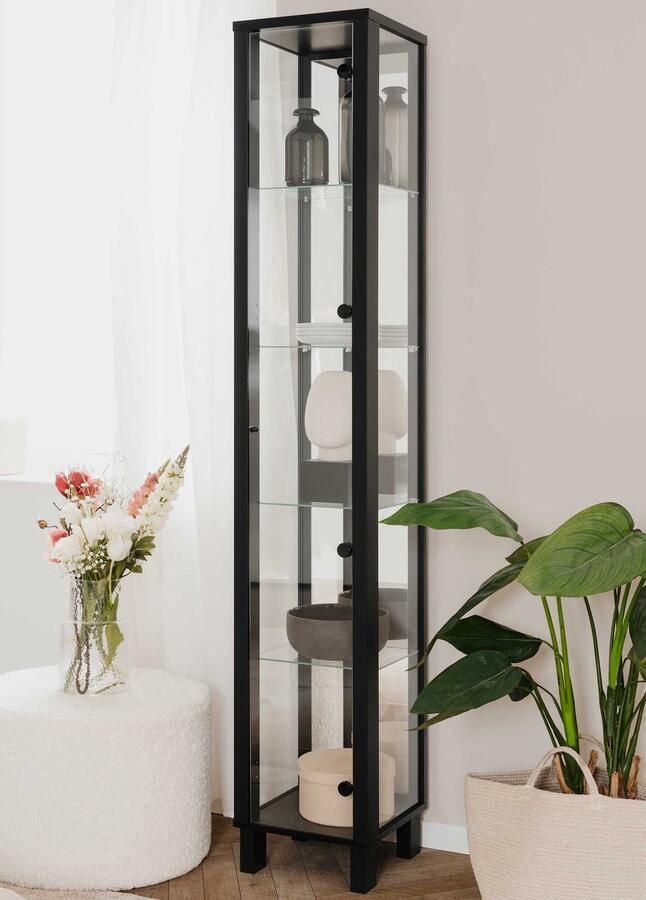 Finori Vitrinekast Albano 33x33x189cm 1 deur zwart