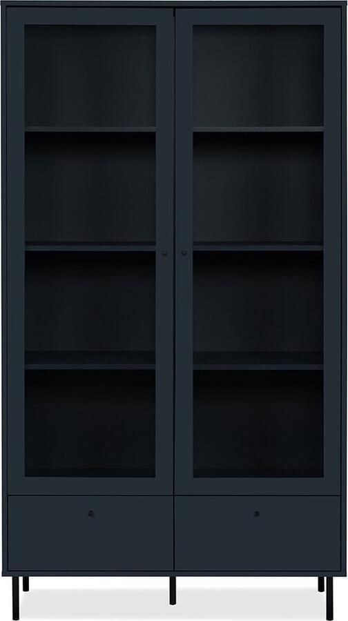 Finori Vitrinekast Carillon 100cm met twee deuren en opberglade marineblauw