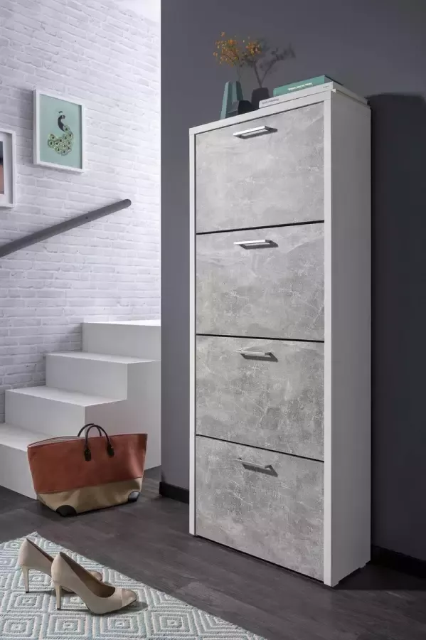 Finori Schoenenkast Fulda 4 laden wit beton - Foto 2