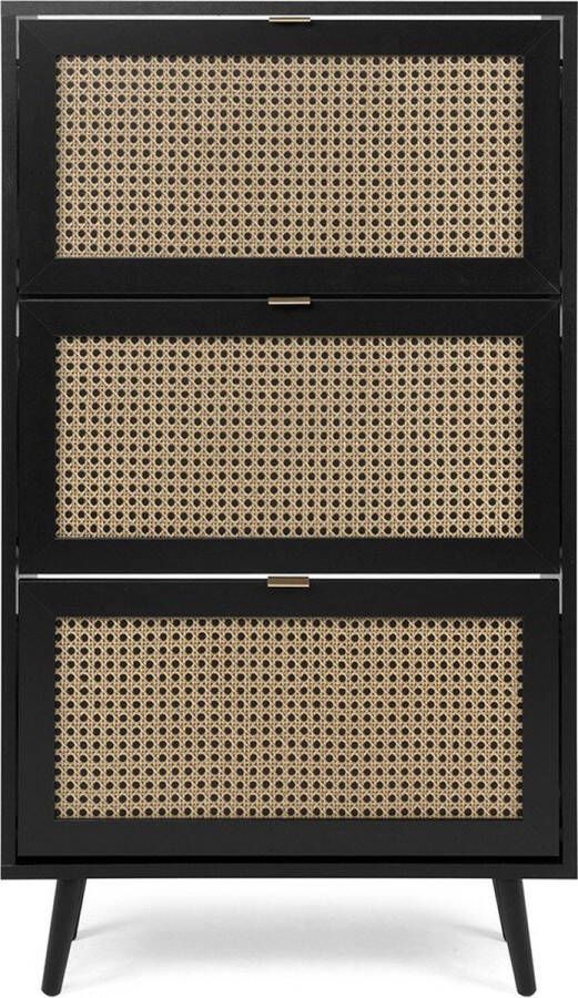 Finori Schoenenkast Vienna 49A zwart en rattanprint - Foto 2