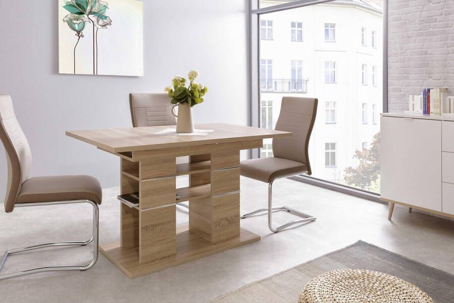 Finori EMOB Uitschuifbare eettafel Pixel 120 160 Eettafels outlet Bruin Spaanplaat Eettafels outlet Op voorraad - Foto 2