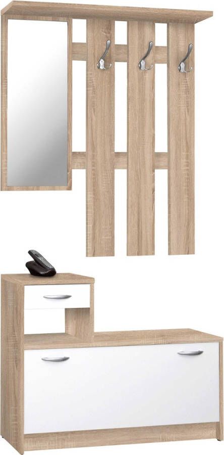 Finori Vestiaire Rudolf ( kapstok spiegel & schoenenkast) eik wit