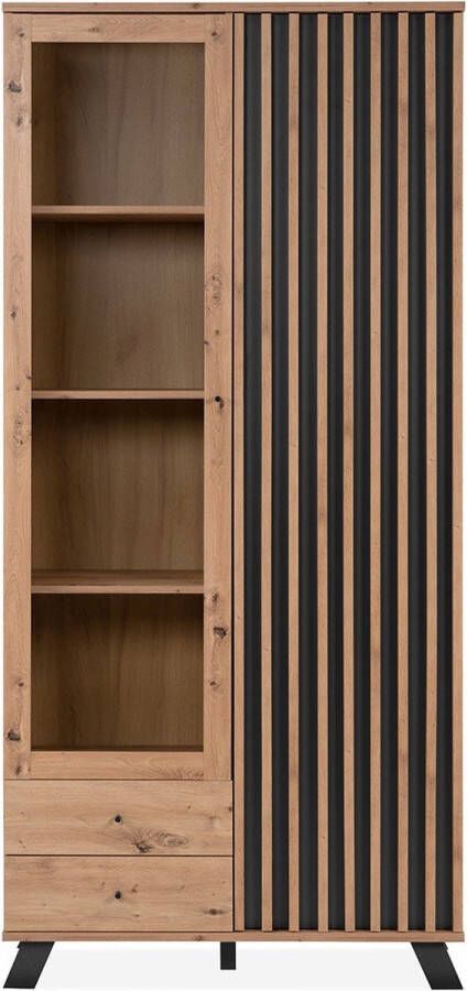 Finori Vitrinekast Médard-artisanale eik antraciet