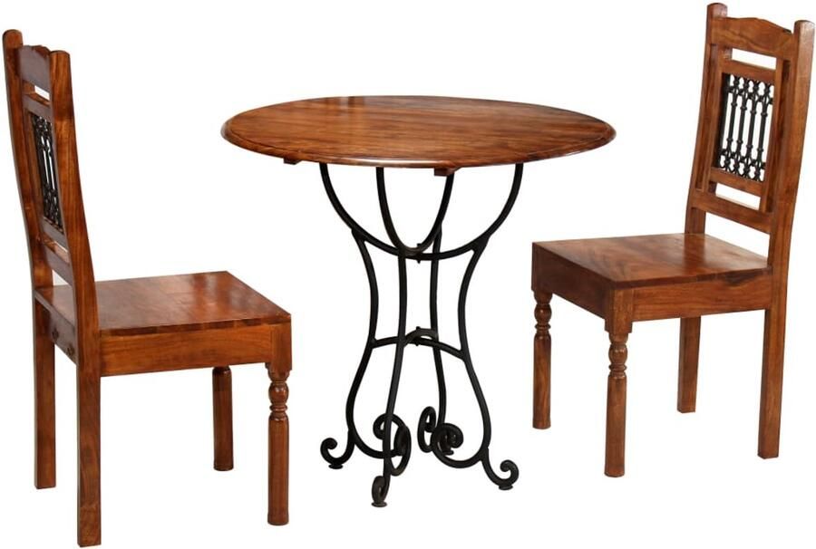 VidaXL 3-delige Bistroset massief acaciahout Eettafelset Eettafelsets Tafel Tafelset