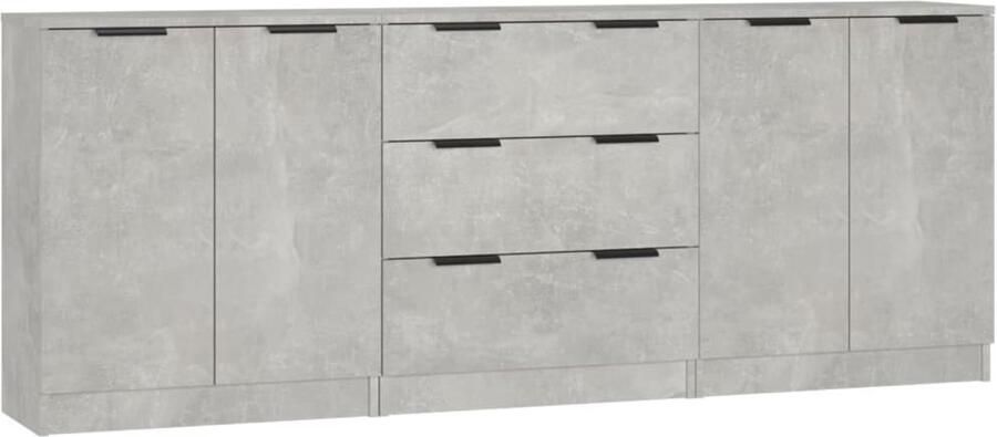 FIONERA 3-delige Dressoirs bewerkt hout betongrijs
