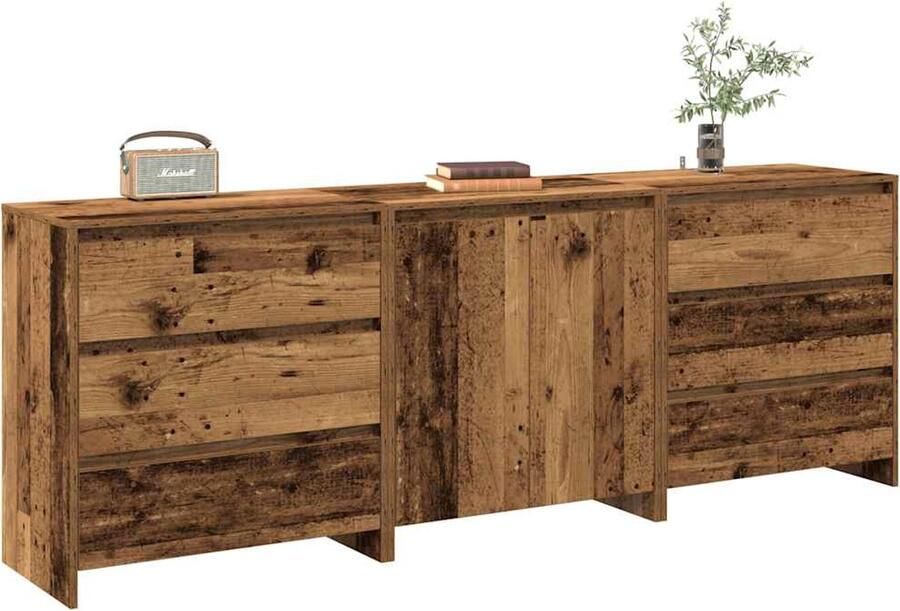 FIONERA 3-delige Dressoirs bewerkt hout oud houtkleurig