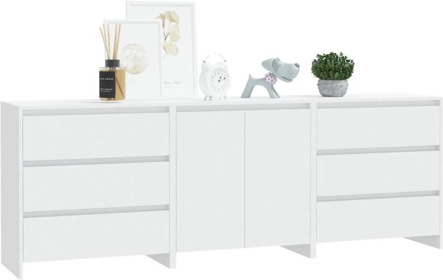 FIONERA 3 st Dressoirs bewerkt hout wit