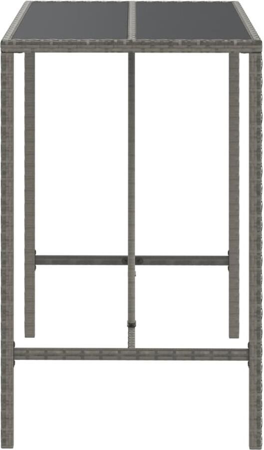 FIONERA Bartafel met glazen blad 110x70x110 cm poly rattan grijs