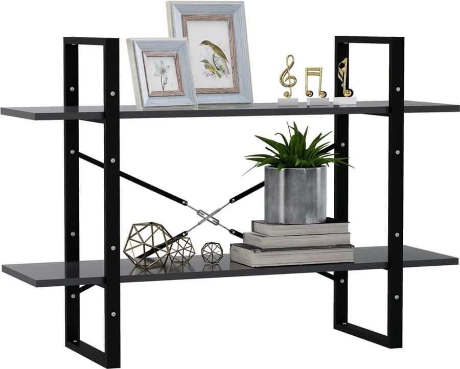 FIONERA Boekenkast met 2 schappen 100x30x70 cm spaanplaat grijs