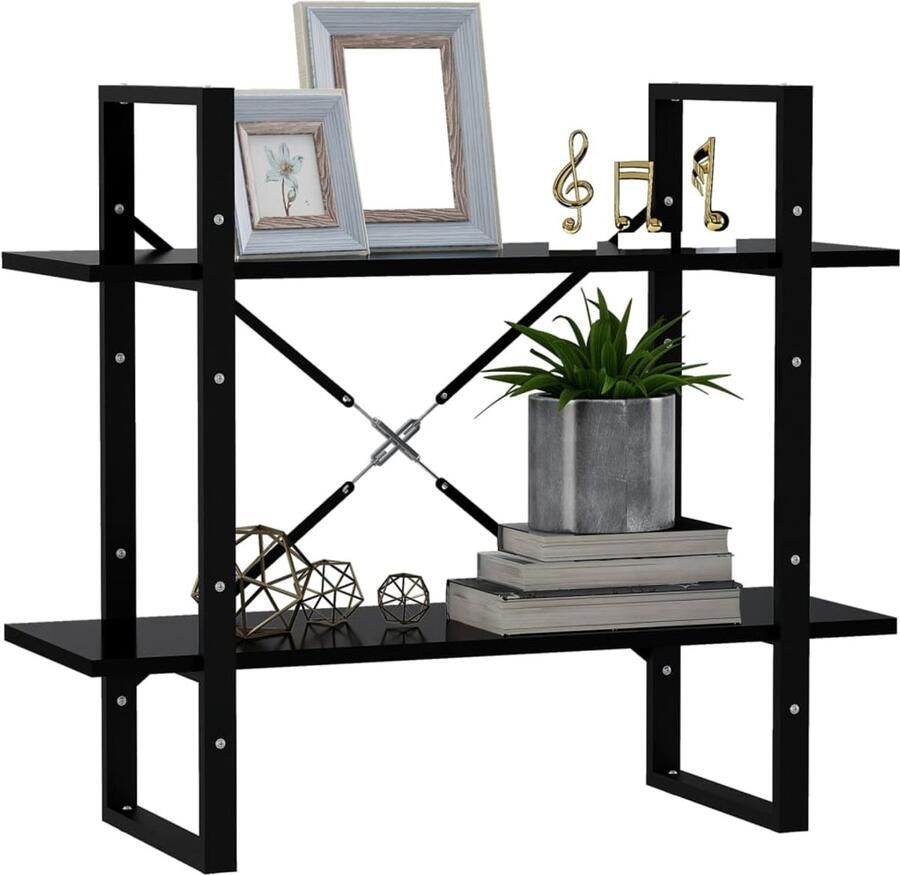 FIONERA Boekenkast met 2 schappen 80x30x70 cm spaanplaat zwart