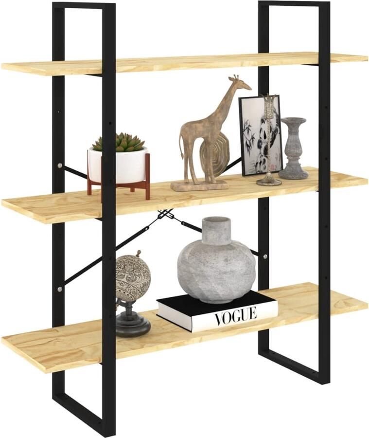 FIONERA Boekenkast met 3 schappen 100x30x105 cm massief grenenhout