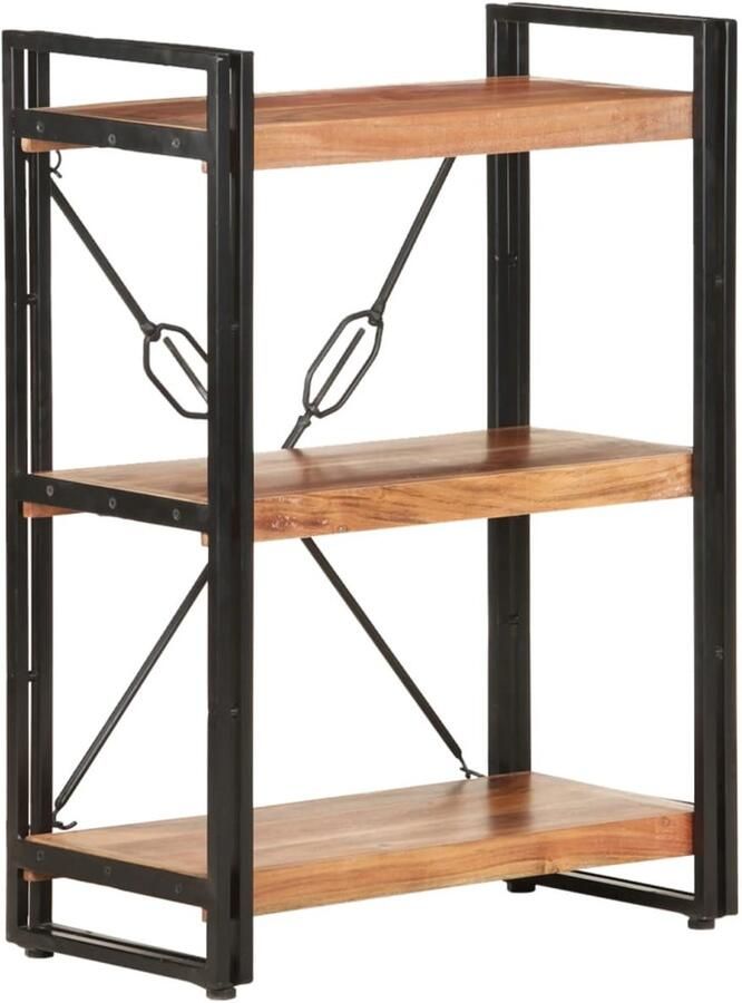 FIONERA Boekenkast met 3 schappen 60x30x80 cm massief acaciahout